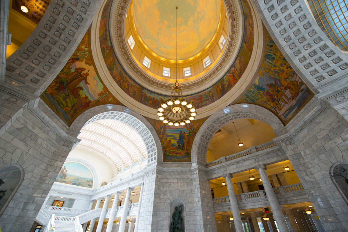 Cupola of Utah State Capitol in Salt Lake City, Utah, USA.