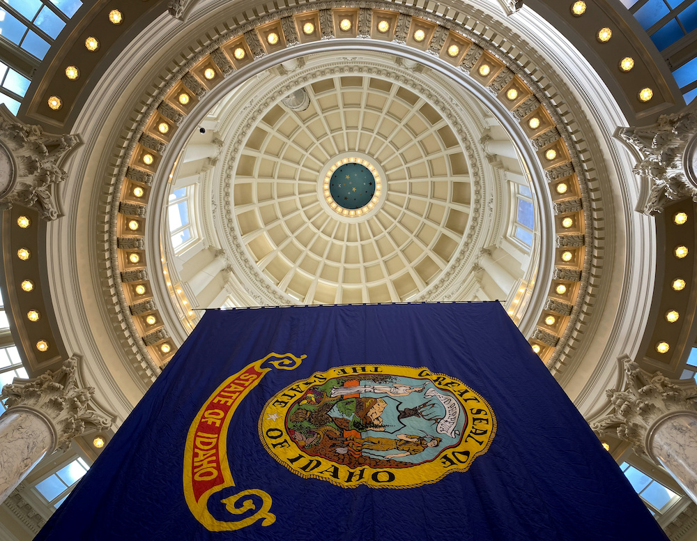 Idaho State Capitol Rotunda with State Flag