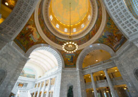 Cupola of Utah State Capitol in Salt Lake City, Utah, USA.