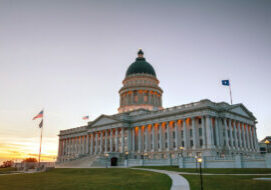 Utah state capitol building in Salt Lake City in the evening