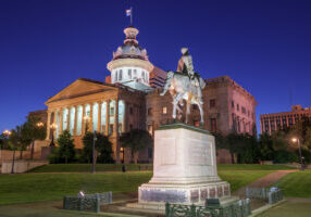 Columbia, South Carolina, USA at the State House in the evening.